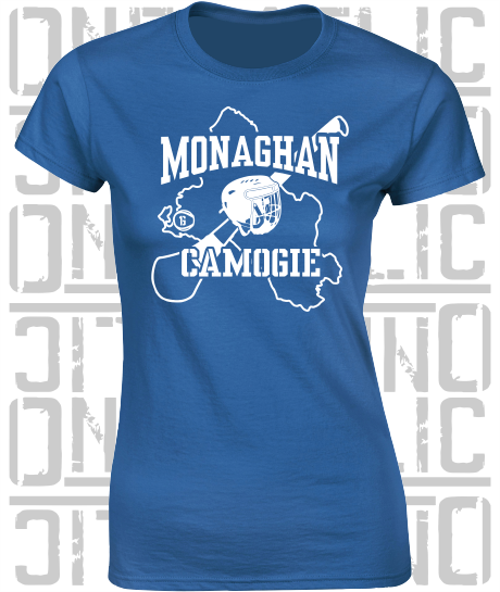 County Map Camogie Ladies Skinny-Fit T-Shirt - Monaghan