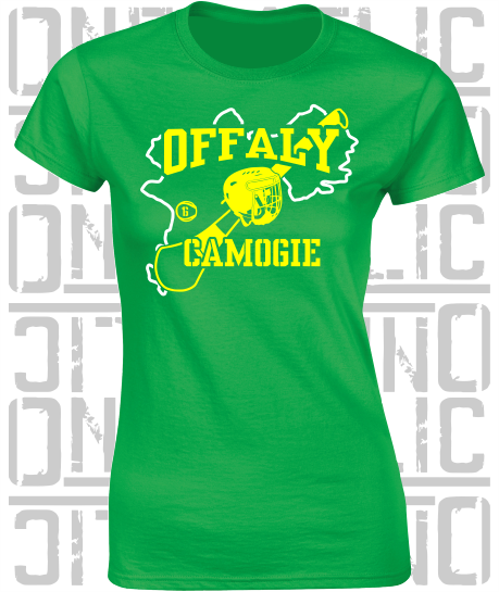 County Map Camogie Ladies Skinny-Fit T-Shirt - Offaly