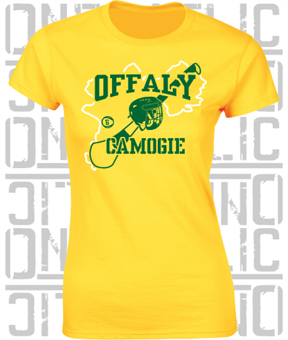 County Map Camogie Ladies Skinny-Fit T-Shirt - Offaly