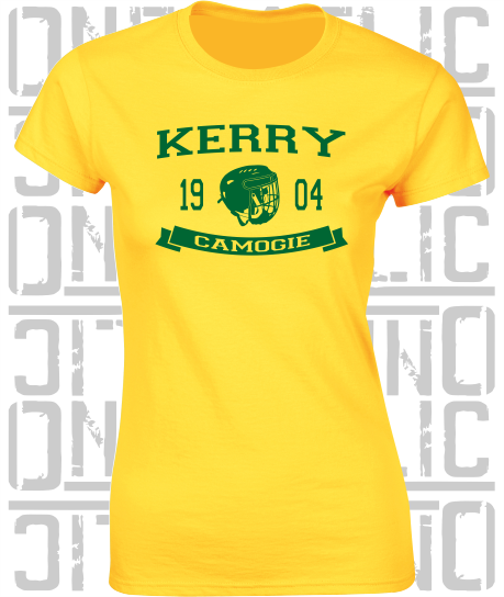 Camogie Helmet Design - Ladies Skinny-Fit T-Shirt - Kerry