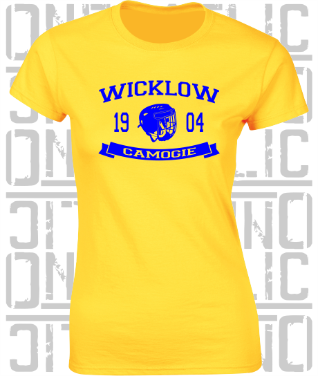 Camogie Helmet Design - Ladies Skinny-Fit T-Shirt - Wicklow