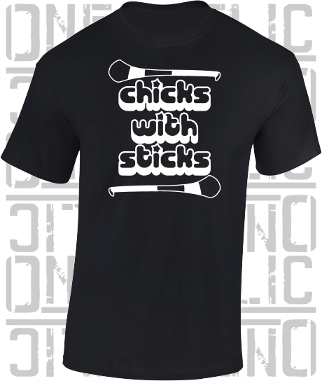 Chicks With Sticks, Camogie T-Shirt - Adult - Kildare