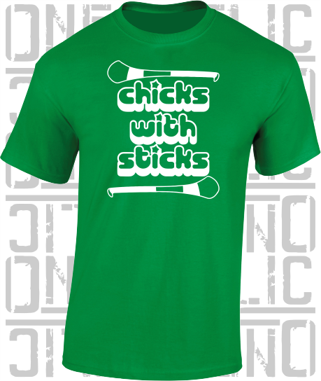 Chicks With Sticks, Camogie T-Shirt - Adult - Fermanagh