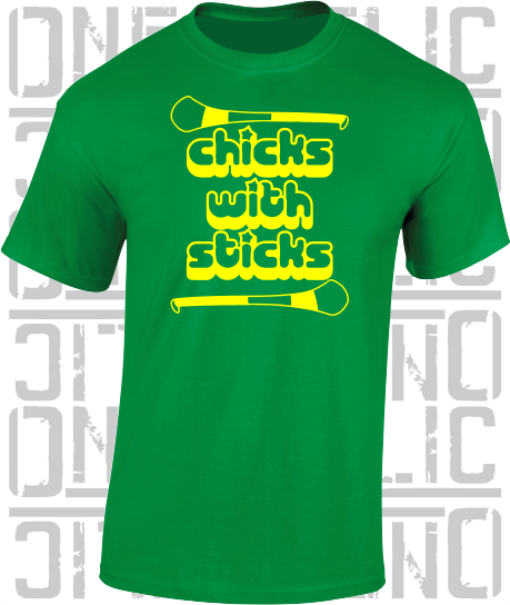 Chicks With Sticks, Camogie T-Shirt - Adult - Donegal