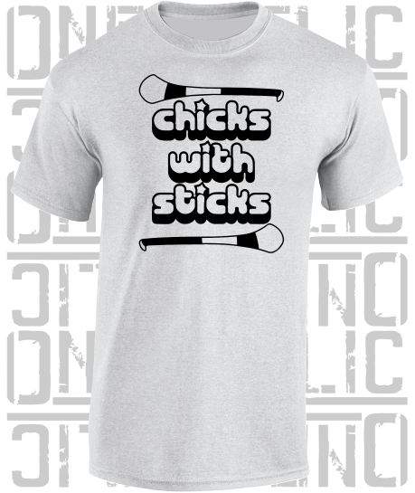 Chicks With Sticks, Camogie T-Shirt - Adult - Sligo