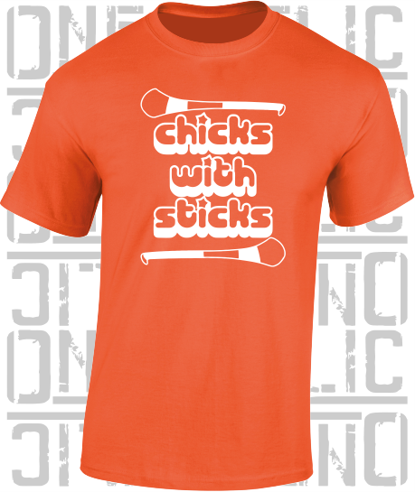 Chicks With Sticks, Camogie T-Shirt - Adult - Armagh