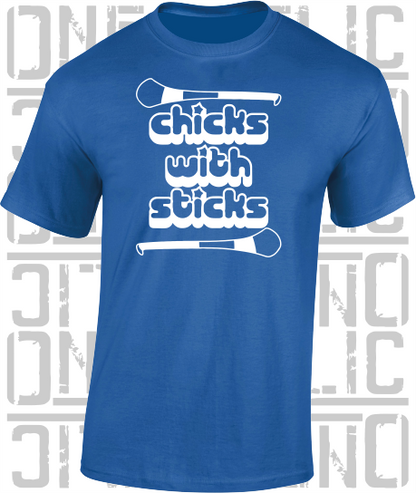 Chicks With Sticks, Camogie T-Shirt - Adult - Monaghan