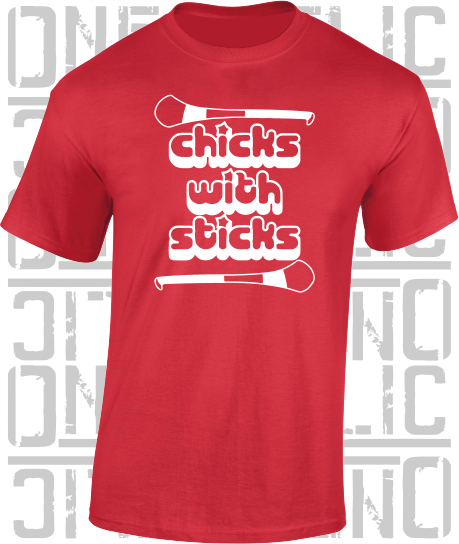 Chicks With Sticks, Camogie T-Shirt - Adult - Derry