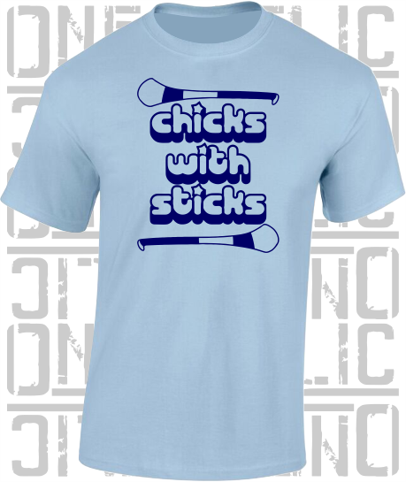 Chicks With Sticks, Camogie T-Shirt - Adult - Dublin