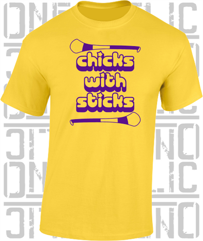 Chicks With Sticks, Camogie T-Shirt - Adult - Wexford
