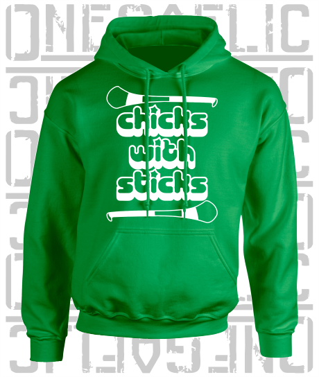 Chicks With Sticks, Camogie Hoodie - Adult - Fermanagh
