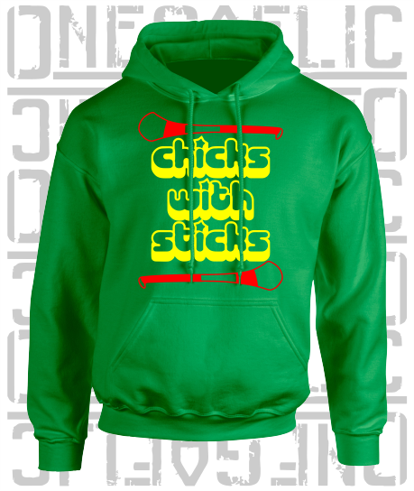 Chicks With Sticks, Camogie Hoodie - Adult - Carlow
