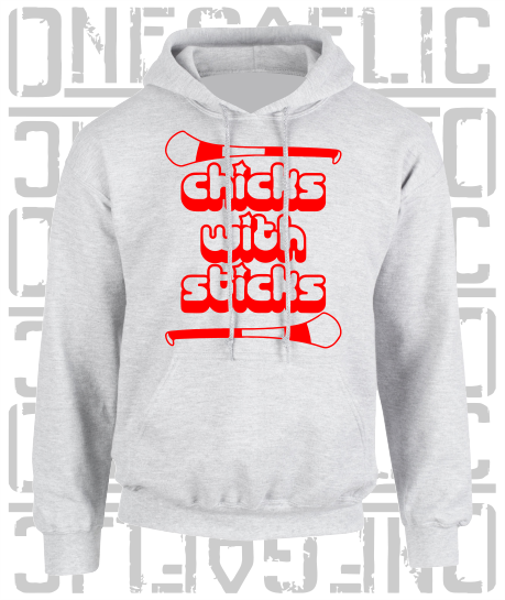 Chicks With Sticks, Camogie Hoodie - Adult - Louth