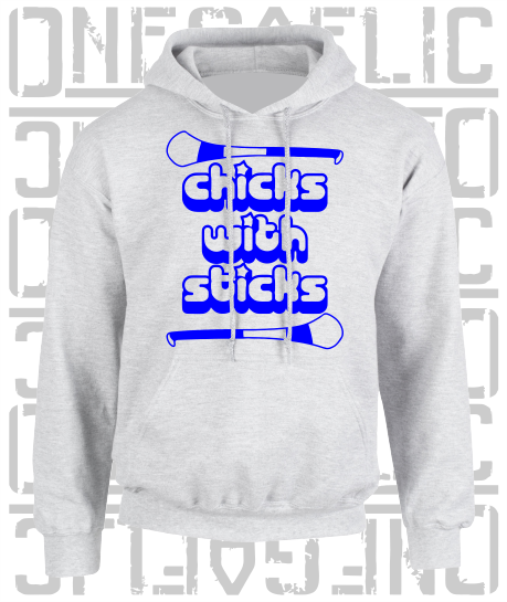Chicks With Sticks, Camogie Hoodie - Adult - Waterford