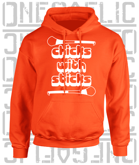 Chicks With Sticks, Camogie Hoodie - Adult - Armagh