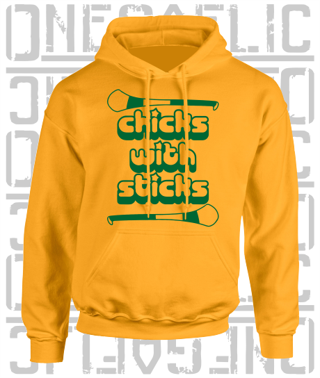 Chicks With Sticks, Camogie Hoodie - Adult - Meath