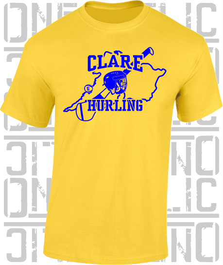 County Map Hurling Adult T-Shirt - Clare