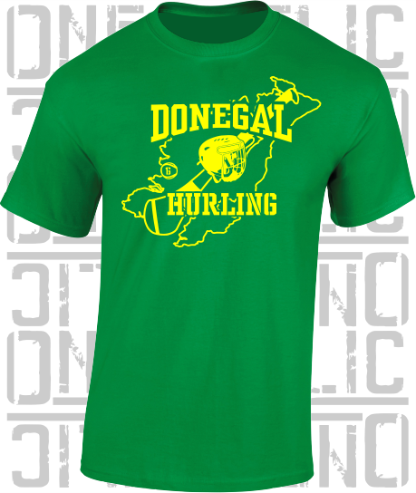 County Map Hurling Adult T-Shirt - Donegal