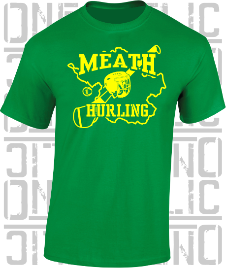 County Map Hurling Adult T-Shirt - Meath