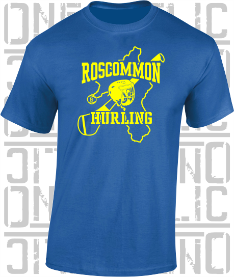County Map Hurling Adult T-Shirt - Roscommon