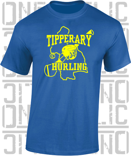 County Map Hurling Adult T-Shirt - Tipperary