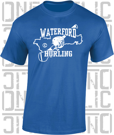 County Map Hurling Adult T-Shirt - Waterford