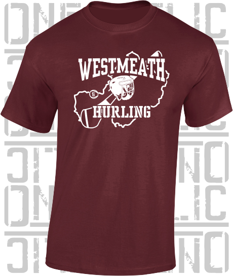County Map Hurling Adult T-Shirt - Westmeath