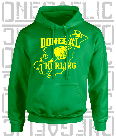 County Map Hurling Hoodie - Adult - Donegal