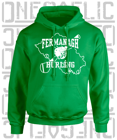 County Map Hurling Hoodie - Adult - Fermanagh