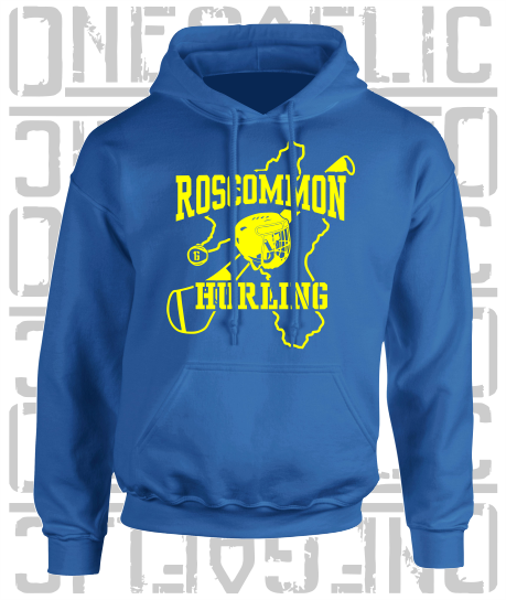 County Map Hurling Hoodie - Adult - Roscommon