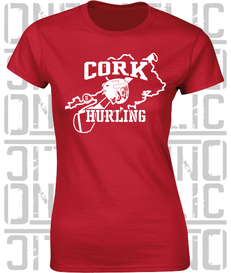 Hurling County Map Ladies Skinny-Fit T-Shirt - All Counties Available