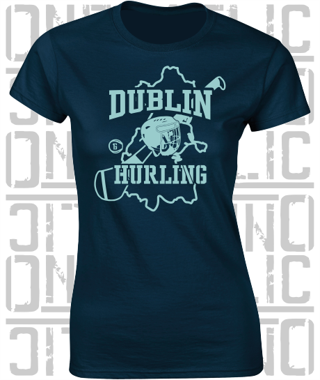 Hurling County Map Ladies Skinny-Fit T-Shirt - All Counties Available