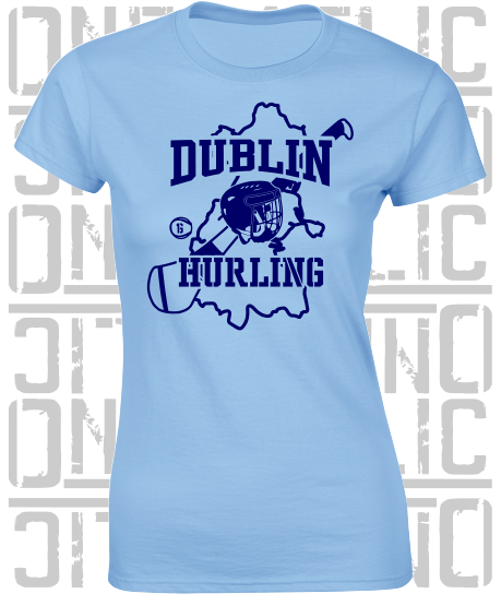 Hurling County Map Ladies Skinny-Fit T-Shirt - All Counties Available