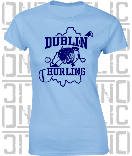 County Map Hurling Ladies Skinny-Fit T-Shirt - Dublin