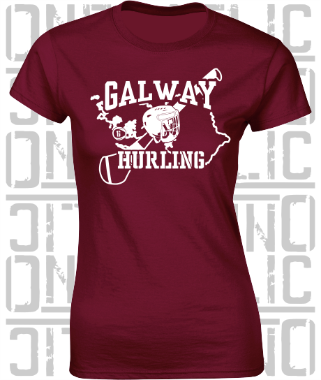 Hurling County Map Ladies Skinny-Fit T-Shirt - All Counties Available