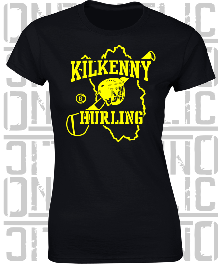 Hurling County Map Ladies Skinny-Fit T-Shirt - All Counties Available