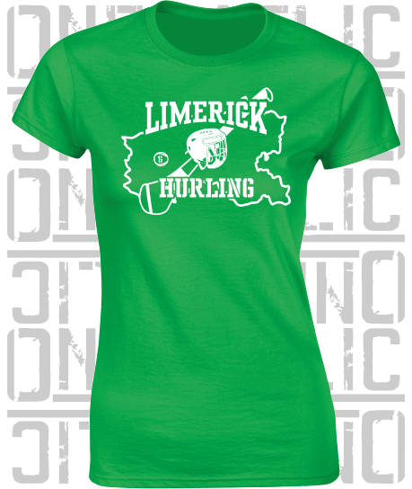County Map Hurling Ladies Skinny-Fit T-Shirt - Limerick