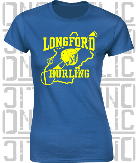 County Map Hurling Ladies Skinny-Fit T-Shirt - Longford