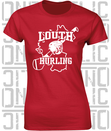 Hurling County Map Ladies Skinny-Fit T-Shirt - All Counties Available