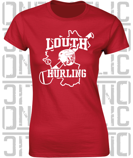 County Map Hurling Ladies Skinny-Fit T-Shirt - Louth