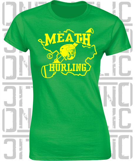 County Map Hurling Ladies Skinny-Fit T-Shirt - Meath