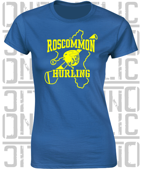 County Map Hurling Ladies Skinny-Fit T-Shirt - Roscommon