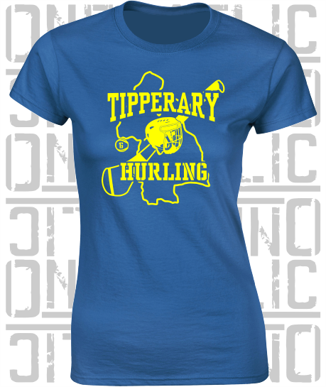 County Map Hurling Ladies Skinny-Fit T-Shirt - Tipperary