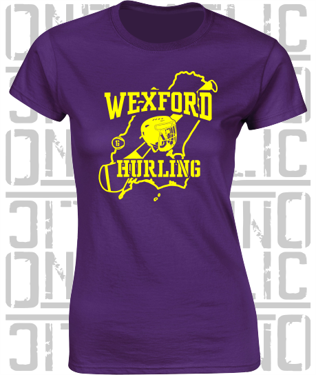 County Map Hurling Ladies Skinny-Fit T-Shirt - Wexford