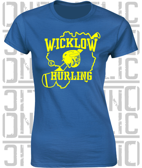 County Map Hurling Ladies Skinny-Fit T-Shirt - Wicklow