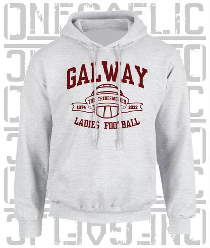 Ladies Football - Gaelic - Adult Hoodie - Galway