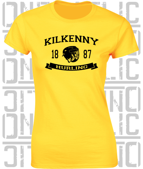 Hurling Helmet Design - Ladies Skinny-Fit T-Shirt - Kilkenny