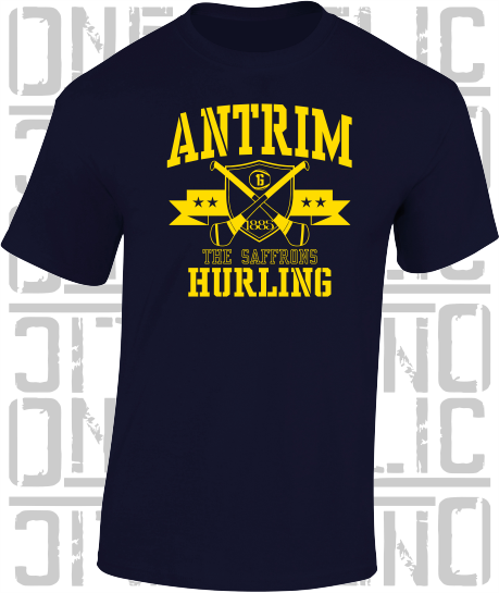 Crossed Hurls Hurling T-Shirt Adult - Antrim