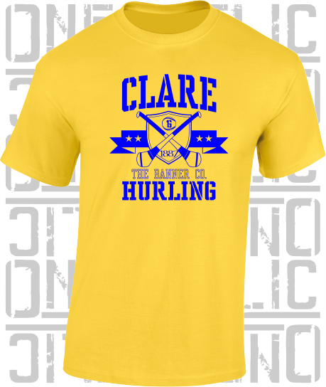 Crossed Hurls Hurling T-Shirt Adult - Clare