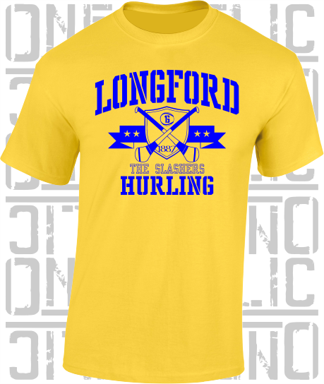 Crossed Hurls Hurling T-Shirt Adult - Longford